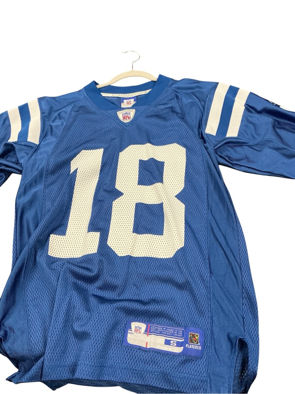 NFL Blue Men's #18 Football Jersey with White Numbers